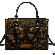 Personalized Animal Leather Handbag – Custom Name Flowers with 2D Print with 3D Effect – Gift for Gramma, Mom, Daughter