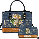 Scripture Wooden Cross Daisy Handbag Set