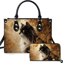 Black Cat Leather Bag – Vintage Cat Art Handbag, Stylish Animal-Themed Purse, Unique Gift for Cat Lovers