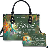 Green Hummingbird and Cross Scripture Handbag and Wallet Set