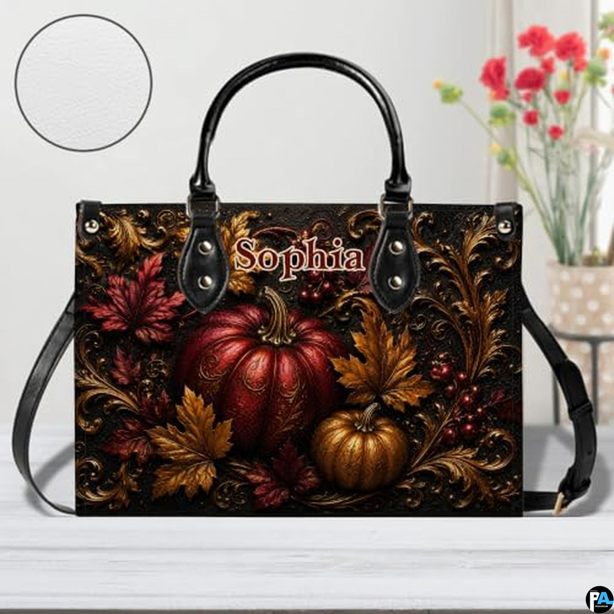 Personalized Halloween Gothic Leather Handbag Custom Raven Black Cat Purse Dark Fantasy Shoulder Bag Gift for Women