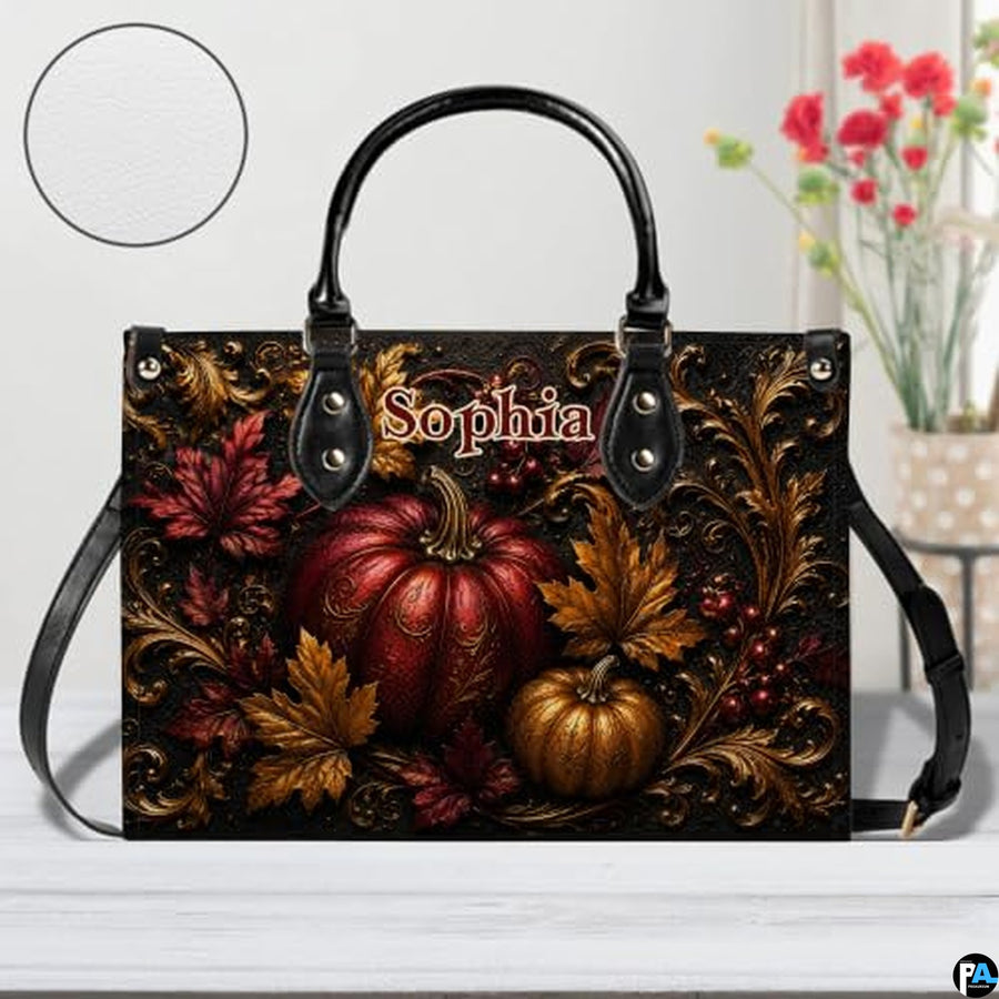 Personalized Halloween Gothic Leather Handbag Custom Raven Black Cat Purse Dark Fantasy Shoulder Bag Gift for Women