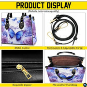Personalized Butterfly Leather Handbag – Gothic Moon Bag with Adjustable Strap and Matching Witchcore Purse for Women