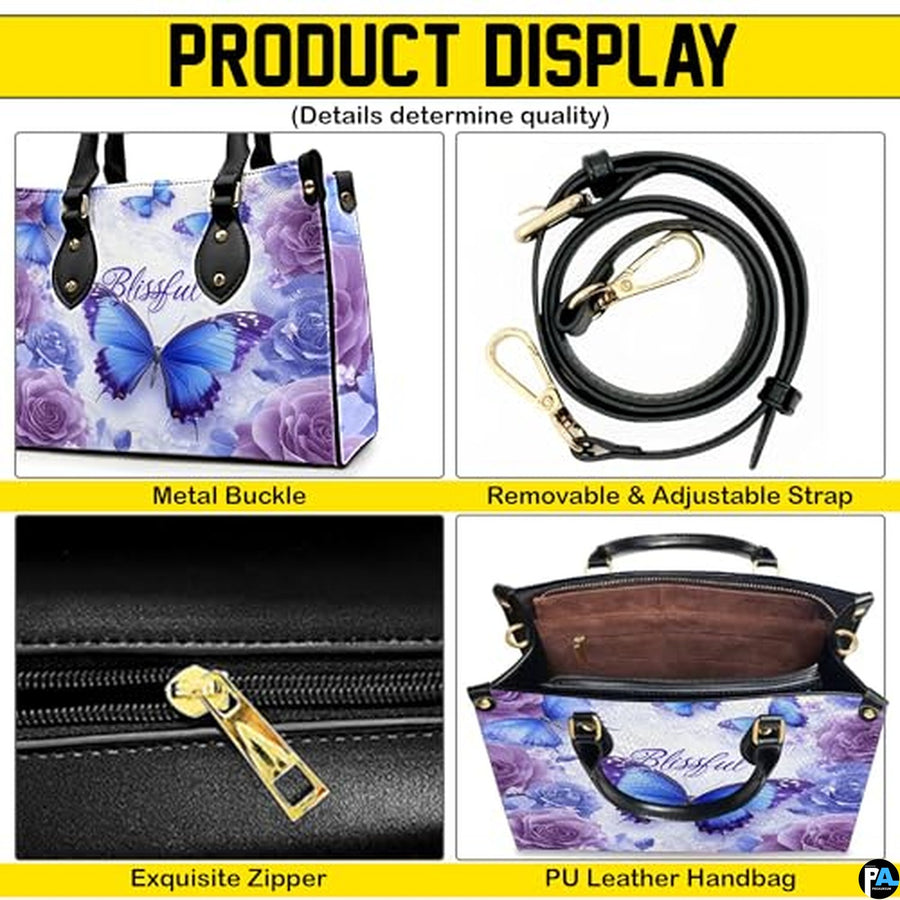 Personalized Butterfly Leather Handbag – Gothic Moon Bag with Adjustable Strap and Matching Witchcore Purse for Women