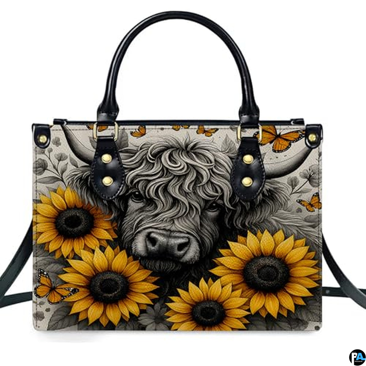Highland Cow Leather Handbag Custom Cow Purse for Women Country Farm PU Leather Tote Gifts for Farmers Girls Mom Gift