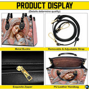 Sleeping Madonna handbag displayed alongside matching wallet