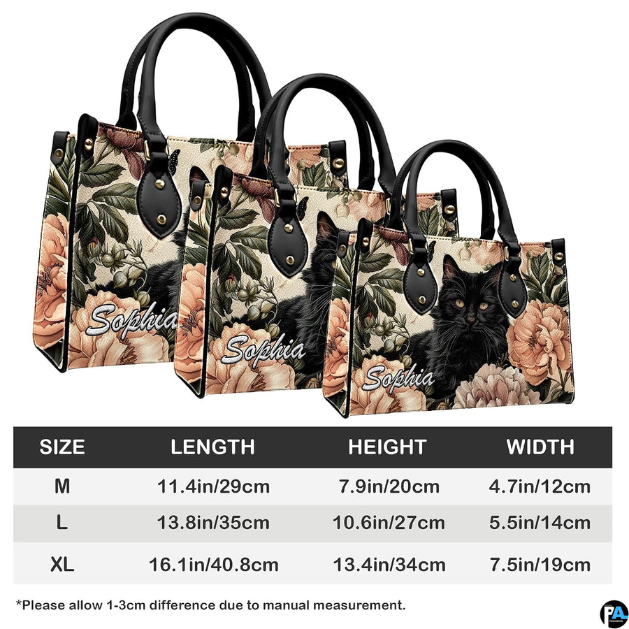 Three proportion formats arranged in graduated perspective displaying fluffy black cat art.