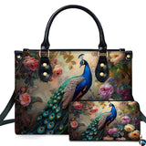 Vintage Peacock Purse with Rose Garden Artwork