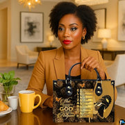 Personalized African American Woman Gold Rose Handbag - Design 01