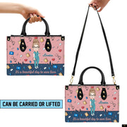 PREAUREUM "{split_values}" Personalized {collection_title} Leather Handbag