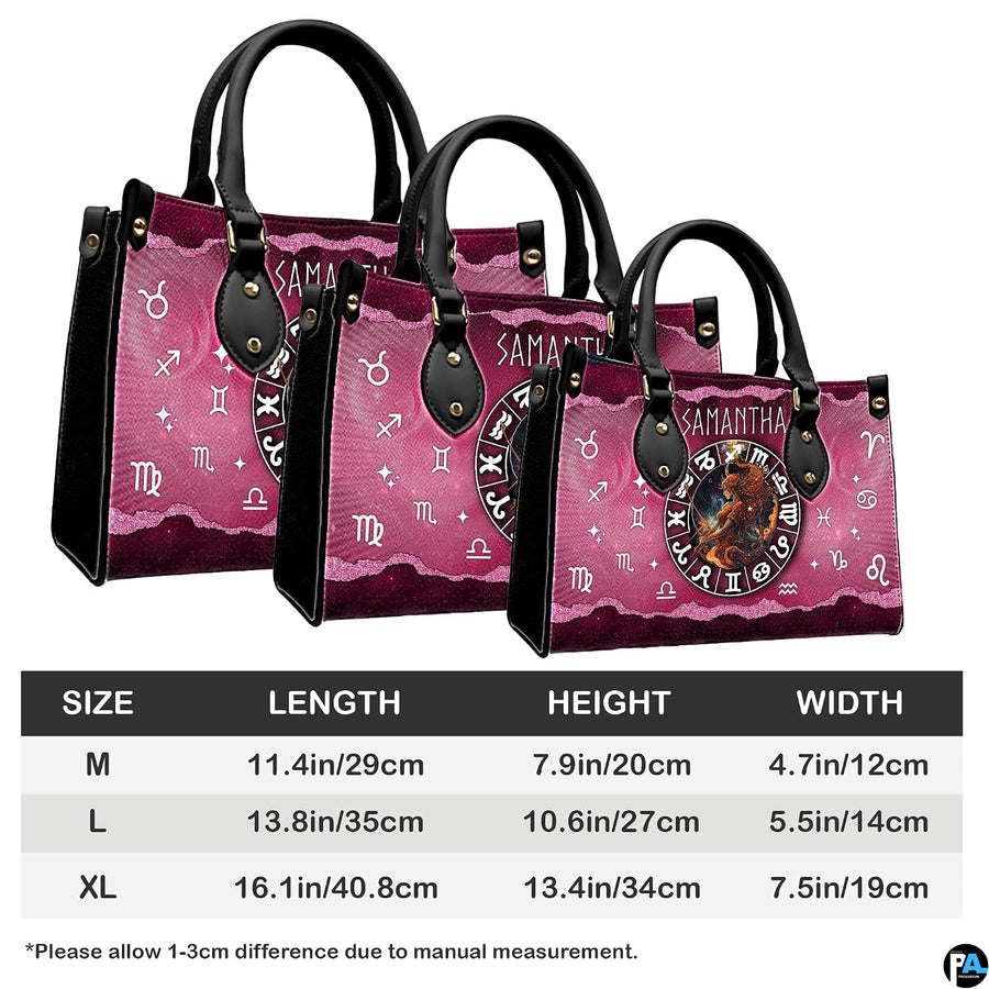 Proportional scaling graphic outlining dimensions for Celestial Archer Satchel Handbag.