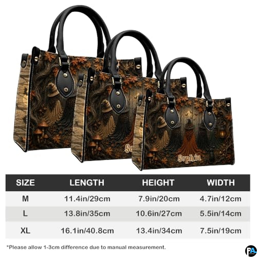 Personalized Witch Handbag with Purse, Custom Name Gothic Leather Bag Set for Women, Halloween Shoulder Bag, Witch Gift