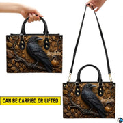 Personalized Halloween Gothic Leather Handbag Custom Raven Black Cat Purse Dark Fantasy Shoulder Bag Gift for Women