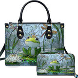 Stained Glass Frog Prince Handbag and Matching Wallet Set