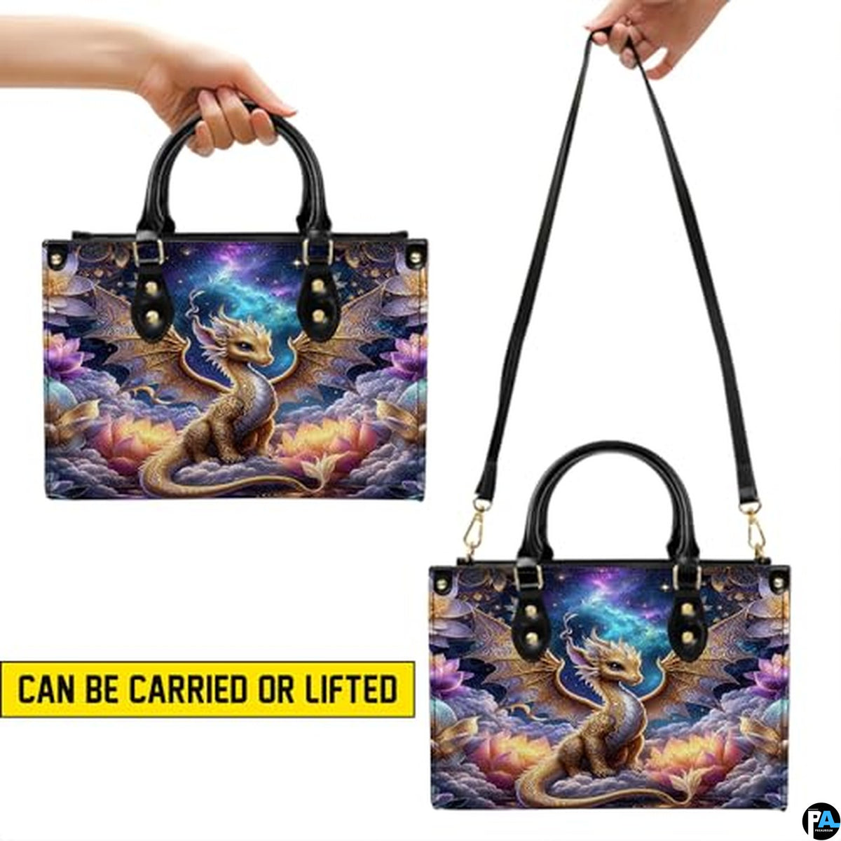 Personalized Dragon Leather Handbag, Fantasy Gothic Purse for Women, Mythical Shoulder Bag Gift for Dragon Lovers