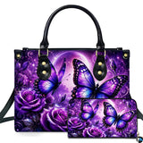 Purple Moonlight Butterfly Handbag and Matching Wallet Set