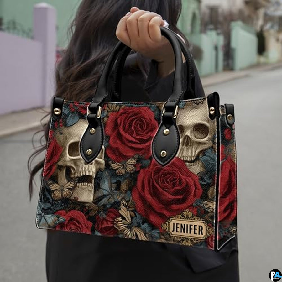 Personalized Halloween Leather Handbag – Custom Witch 3D Printing Effect Purses For Women – Spooky Gothic Shoulder Bag