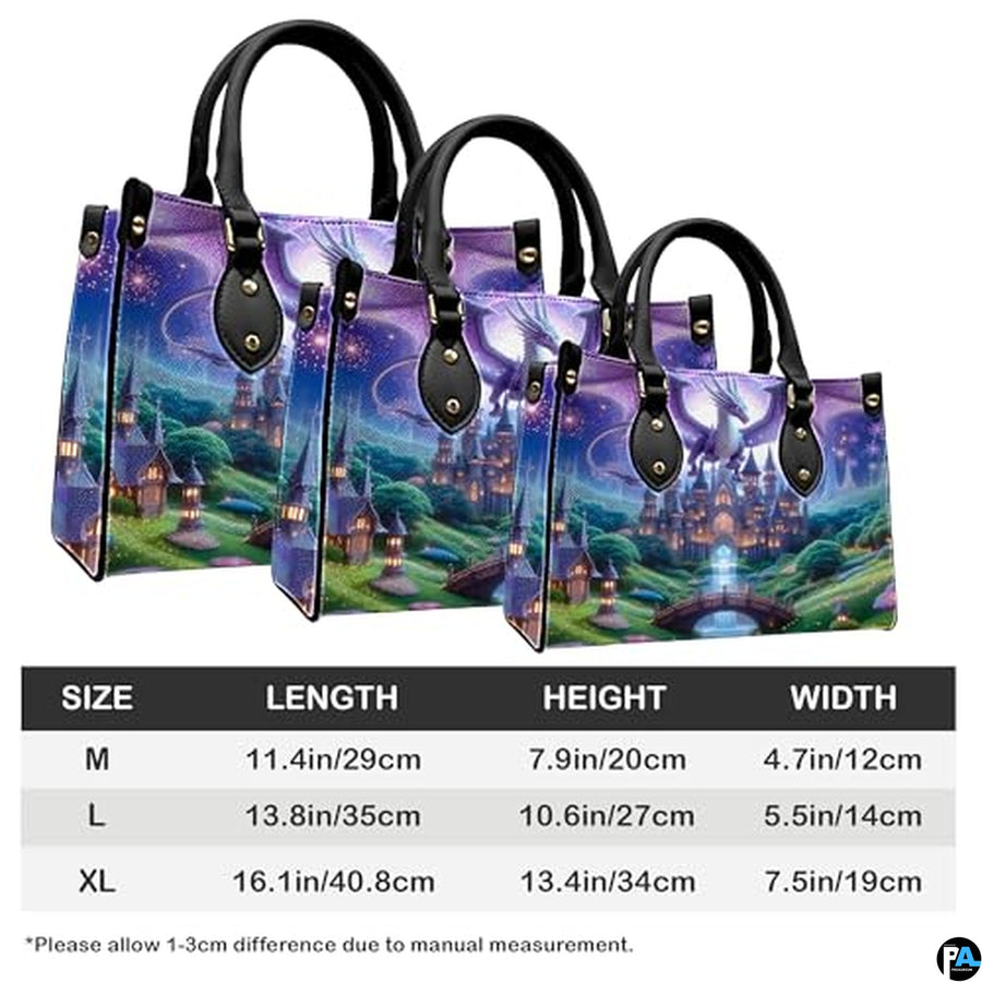 Personalized Mystical Dragon and Castle Scene Handbag