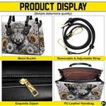 Infographic layout highlighting exterior hardware, handle construction, and internal views