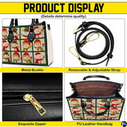 Product feature views displaying metal buckles, removable shoulder strap, zipper closure, and interior pocket.