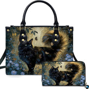 Personalized Gold Tailed Cat and Butterflies Handbag