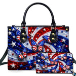 Patriotic flag butterfly handbag and matching wallet set