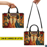 Front view of matching zip companion wallet featuring African harvest women and fruit basket artwork.