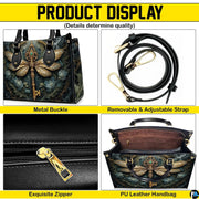 Bottom view of dragonfly key handbag showing protective gold base hardware