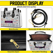 Feature infocard displaying metal buckle, zipper closure, and interior compartment.