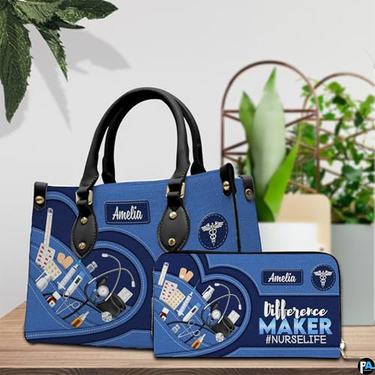 Personalized Nurse Leather Bag – Custom Medical Handbag & Purse Set with Name Gifts for Nursing Student Christmas Gift