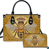 Crystal Crowned Honey Bee Handbag and Matching Wallet Set