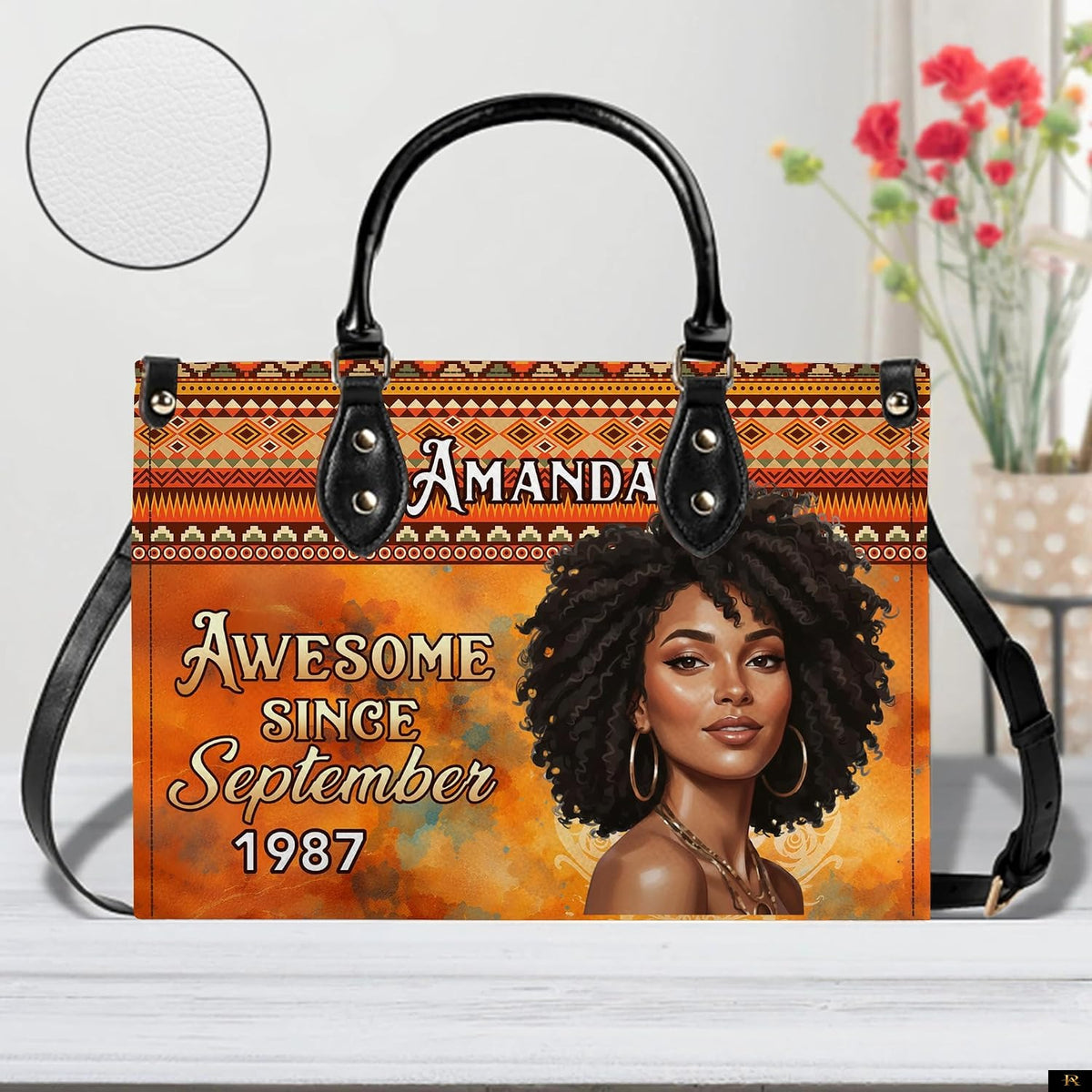 PREAUREUM "{split_values}" Personalized {collection_title} Leather Handbag