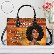PREAUREUM "{split_values}" Personalized {collection_title} Leather Handbag