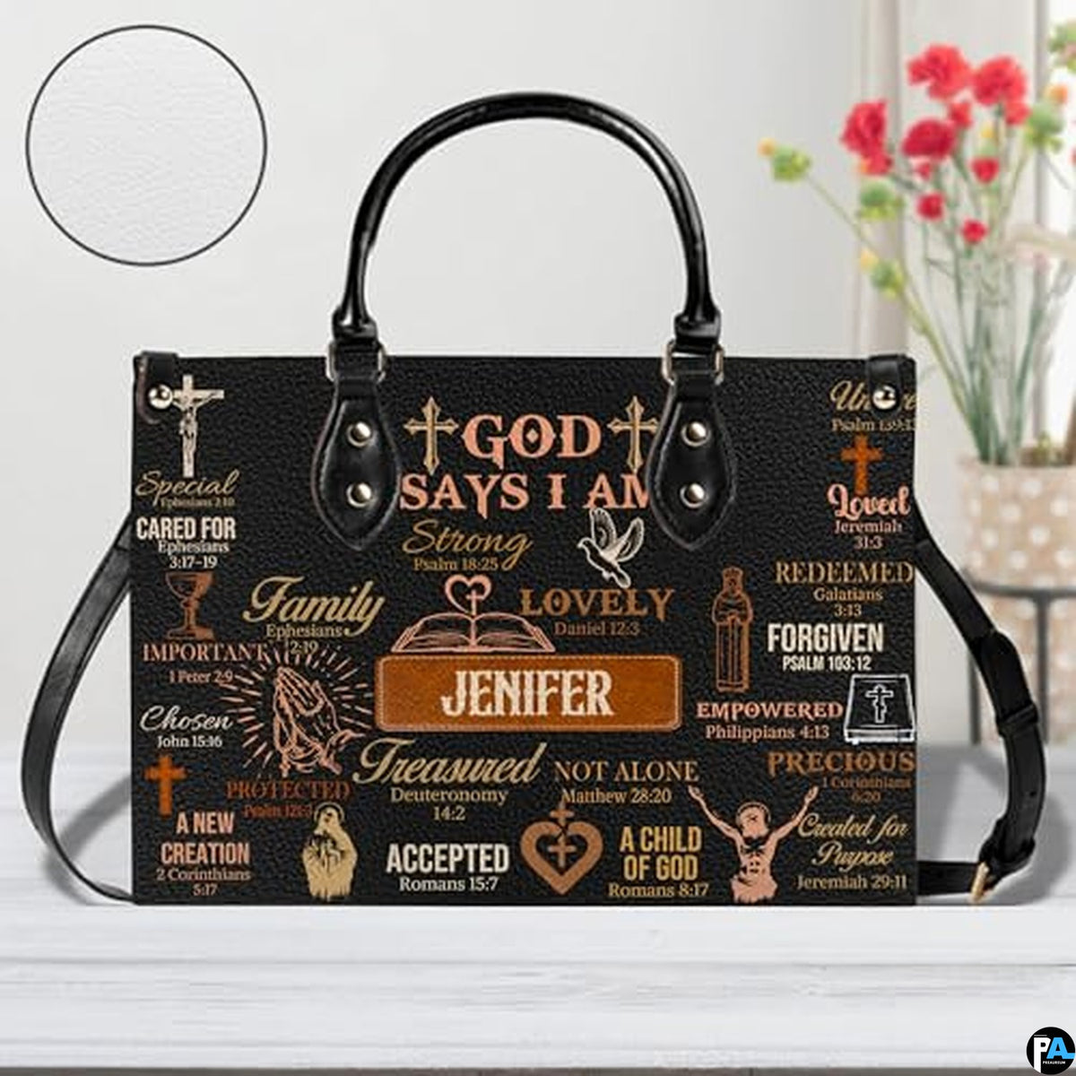 Personalized Christian Leather Handbag For Women, Bible Purse, Religious Bags Christian Gift For Women Her, Jesus Bag