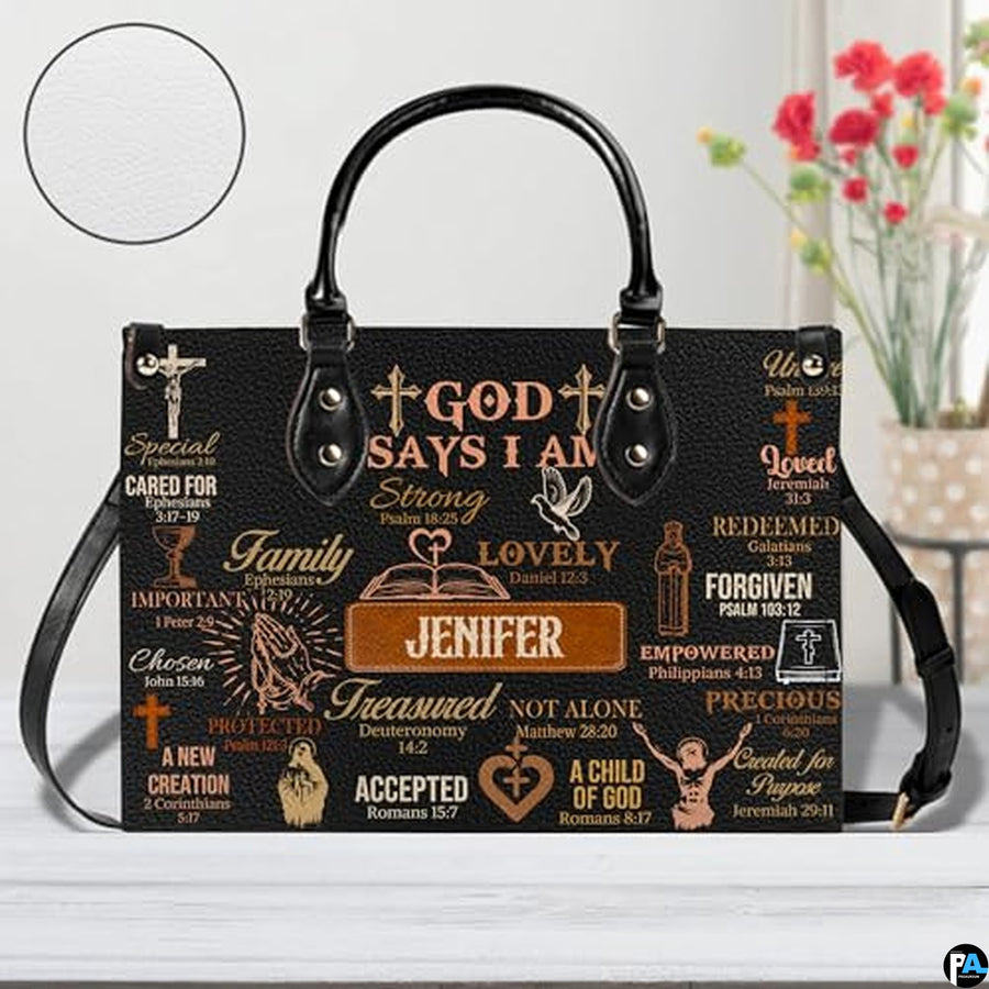 Personalized Christian Leather Handbag For Women, Bible Purse, Religious Bags Christian Gift For Women Her, Jesus Bag