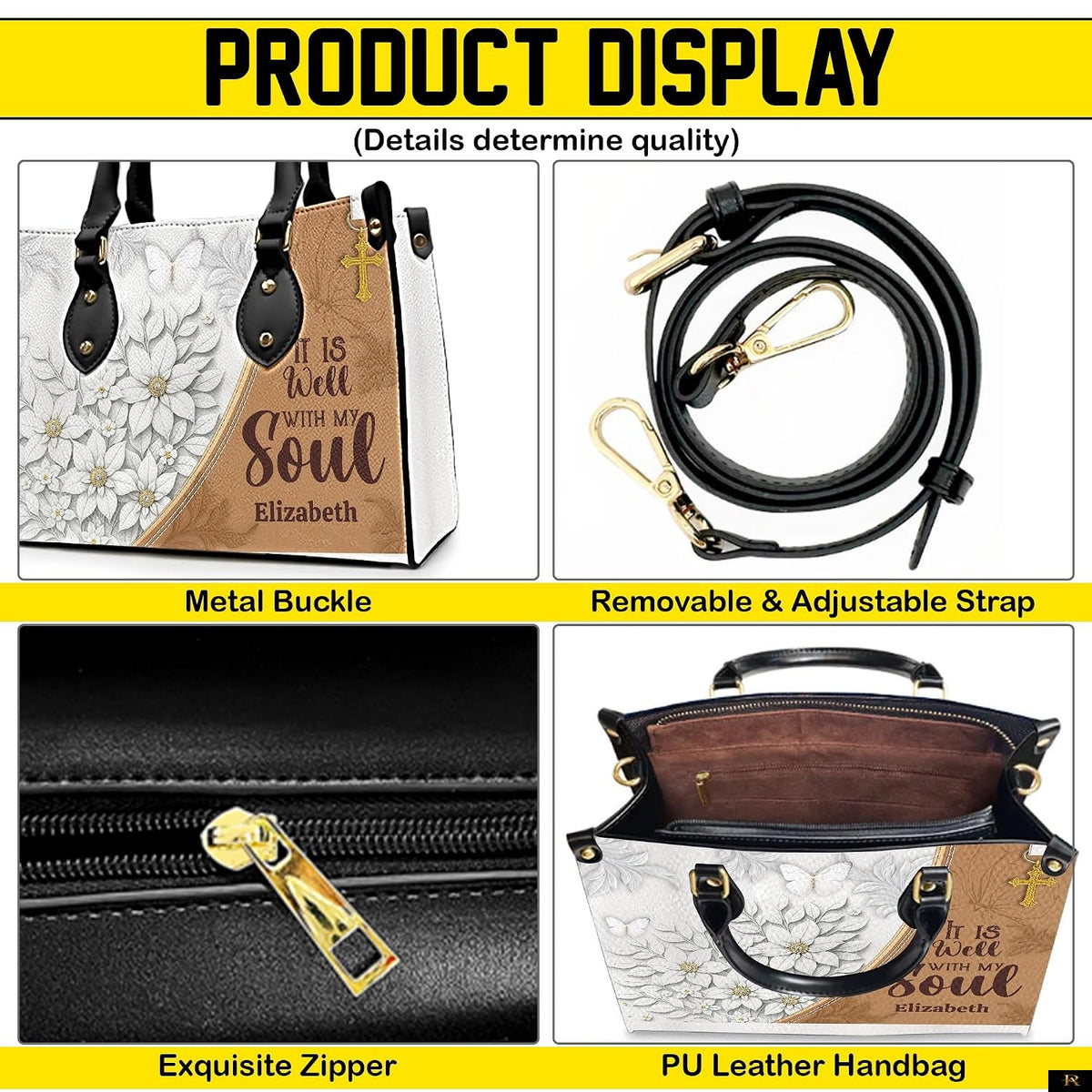 PREAUREUM "{split_values}" Personalized {collection_title} Leather Handbag