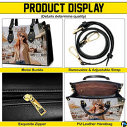 Four-panel showcase illustrating hardware attachments, zipper, and open layout.