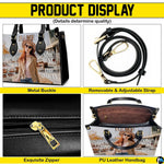 Four-panel showcase illustrating hardware attachments, zipper, and open layout.