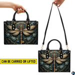 Matching dragonfly skeleton key wallet detailing golden key and teal peonies