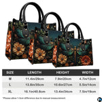 Bottom view of dragonfly handbag showing protective metal feet studs and smooth wrapped edges