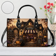 Tabletop perspective of the apothecary art accessory highlighting the storefront facade and black feline.