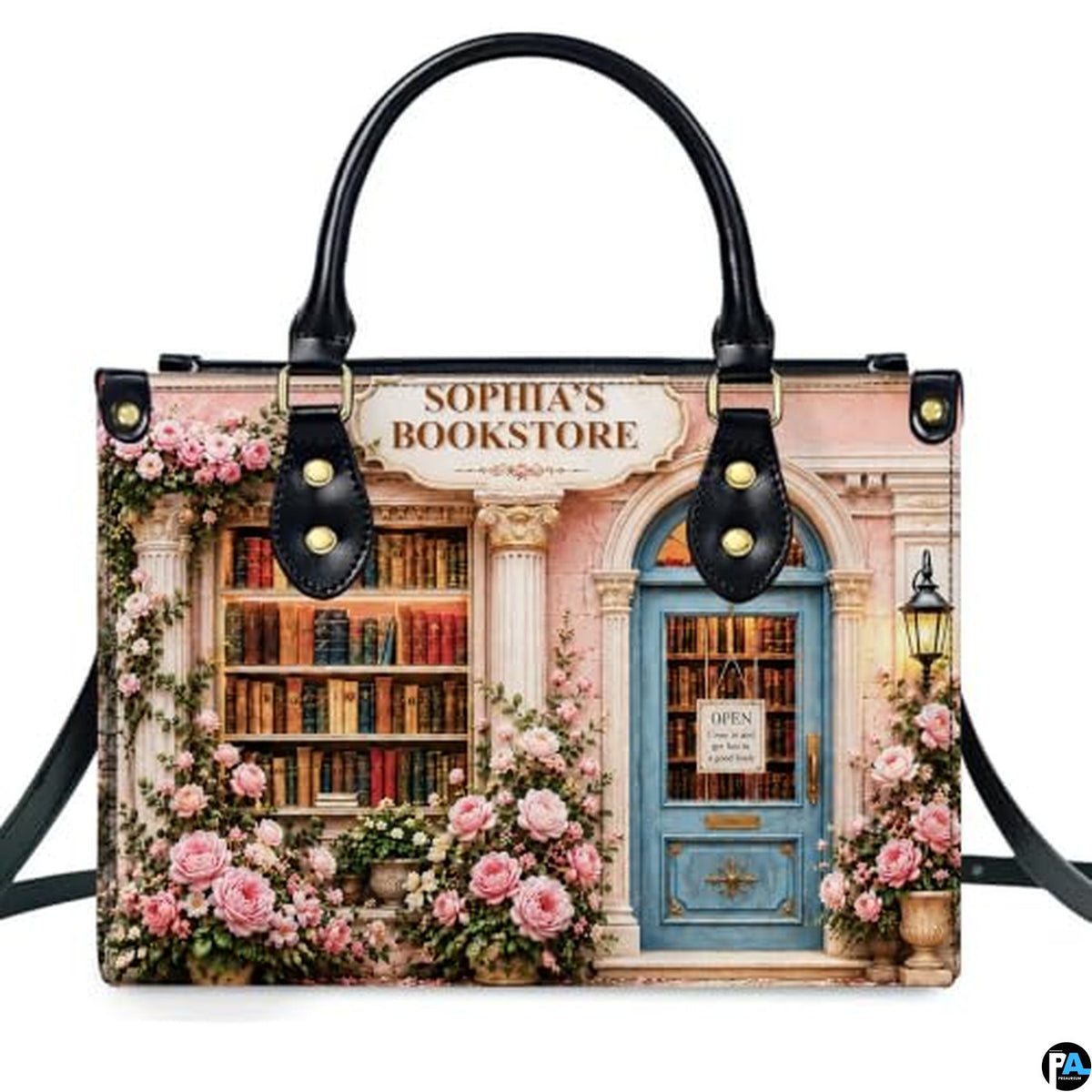 Personalized Book Lover Leather Handbag for Women, 3D Bookstore Library Tote Bag, Literary Gift for Readers, Bookworms