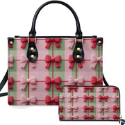 Studio isolated view of pink and sage green gingham bow print artwork on companion pieces