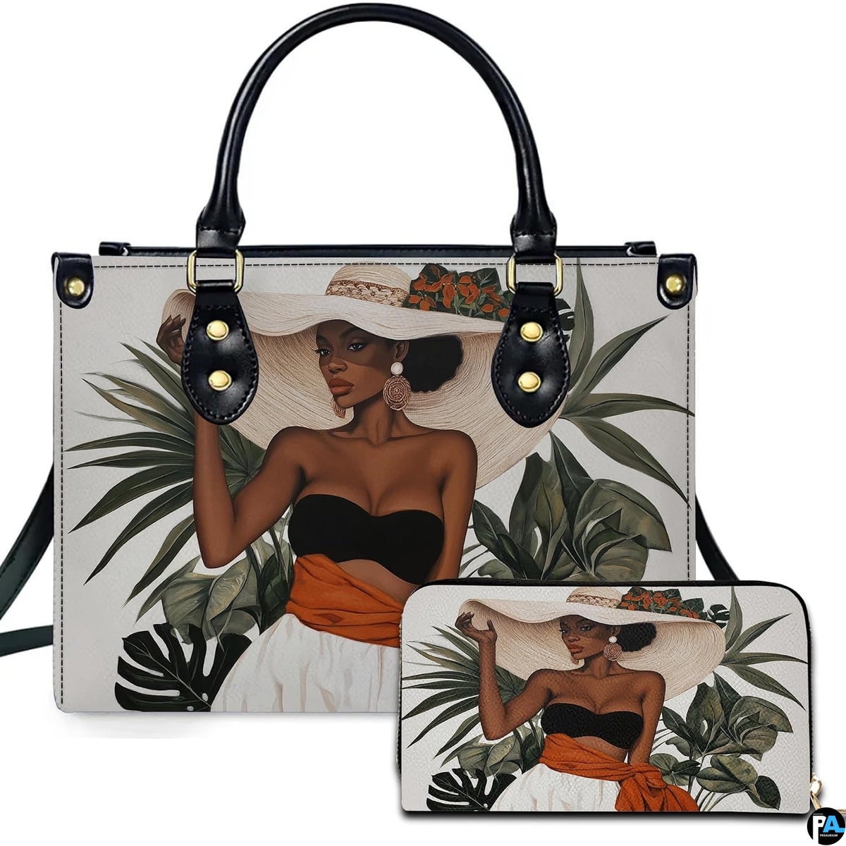 Personalized Black Women Leather Bag, Custom Name African Purses and Handbags Gifts for Mom Birthday Christmas Mothers Day