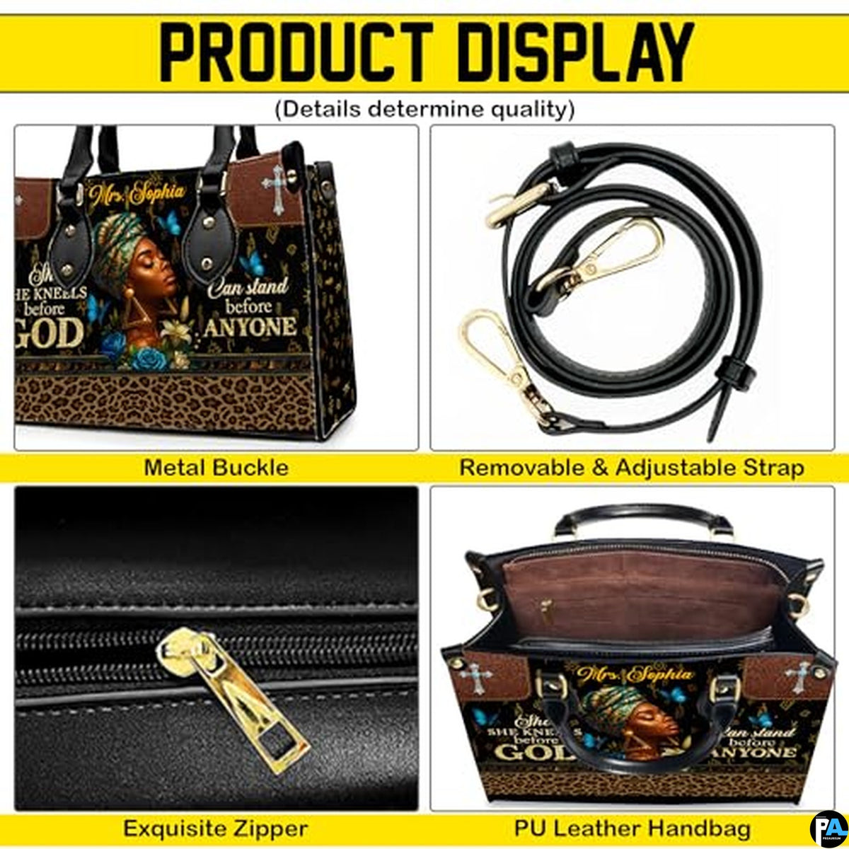 Personalized African American Leather Bag, African Purse, Gifts for Black Girl Women, Black History Handbags