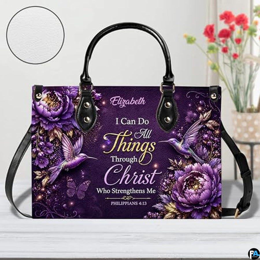 Personalized Flower religious scripture with nature elements Tote Bag