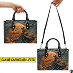 Personalized Halloween Leather Handbag – Custom Witch 3D Printing Effect Purses For Women – Spooky Gothic Shoulder Bag