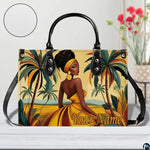 Personalized Black Women Leather Bag, Custom Name African Purses and Handbags Gifts for Mom Birthday Christmas Mothers Day