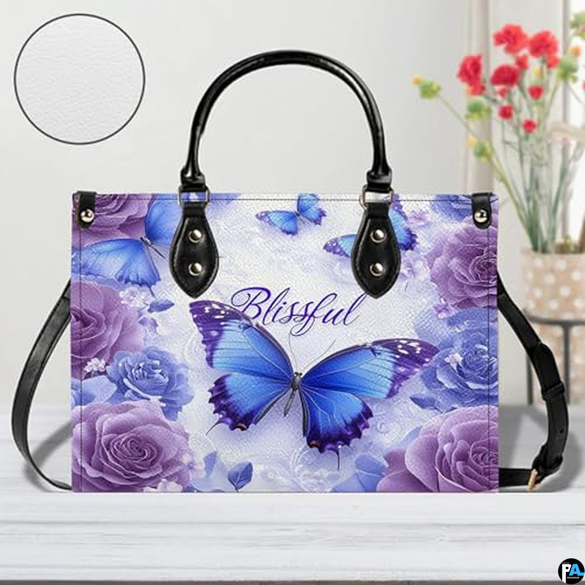 Personalized Butterfly Leather Handbag – Gothic Moon Bag with Adjustable Strap and Matching Witchcore Purse for Women