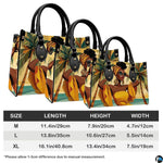 Proportional graphic showcase displaying the yellow resort art piece in three dimensional scales.